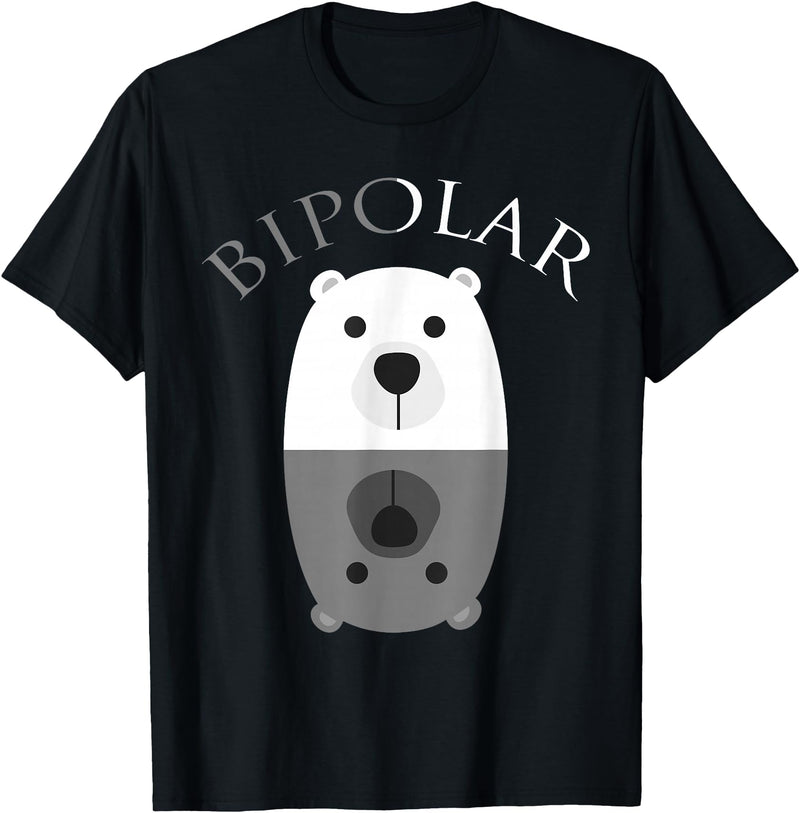 Cool I Love Polar Bears With Bipolar T-shirts Bipolar Shirt | Cute Mental Disorder Polar Bear Tee Gift T-Shirt - Black