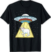 UFO Abduction Cute Polar Bear T-Shirt - Black