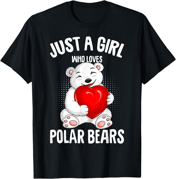 Funny Polar Bear Lover Apparel & Gift Ideas Polar Bear Just A Girl Who Loves Polar Bears Kids Girls T-Shirt - Black