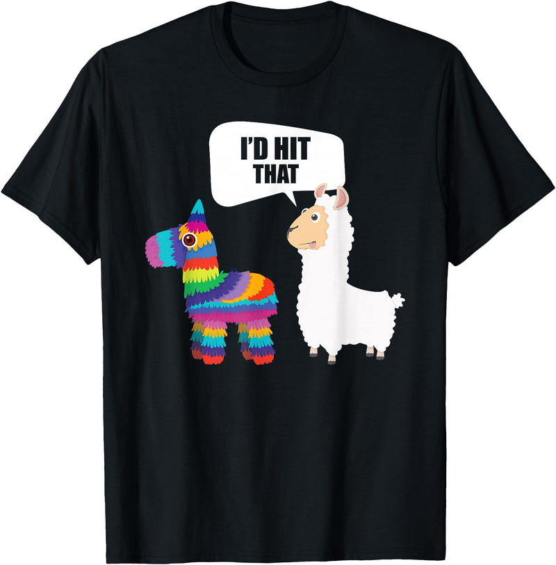 VepaDesigns Cinco De Mayo Shirt Mexican Gift Llama Id Hit That Pinata Mexican Funny Cinco de Mayo Gift T-Shirt - Black