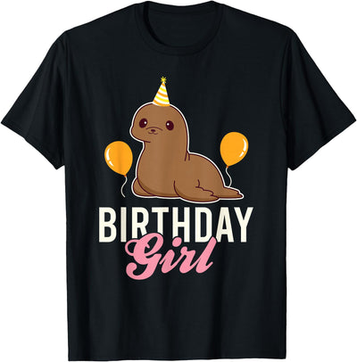 Cute Sea Lion Birthday Girl T-Shirt