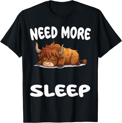Cute Scottish Highland Cow Need More Sleep Pajamas Nightgown T-Shirt