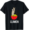Funny Llama And Alpaca Gifts Funny Llama LLamen Noodles Chinese Food Llama T-Shirt - Black