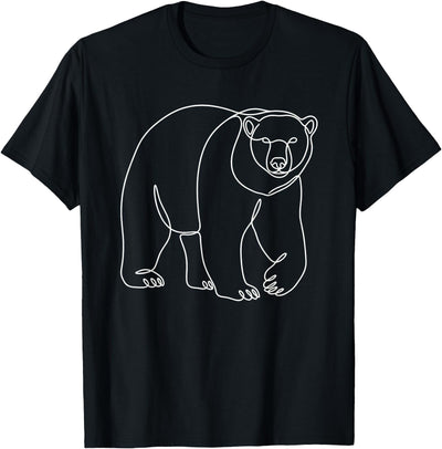 Minimalist Polar Bear Single Line Art Drawing T-Shirt