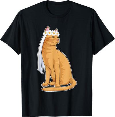 Snabdesign84 Cat Bride Flower crown Wedding T-Shirt