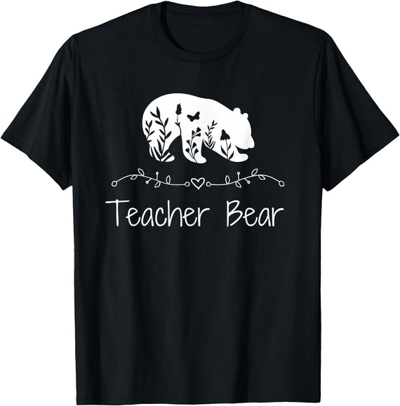 Teacher Bear Funny Teachers back to school Gifts Teacher Bear For Educators - Teacher Appreciation T-Shirt - Black