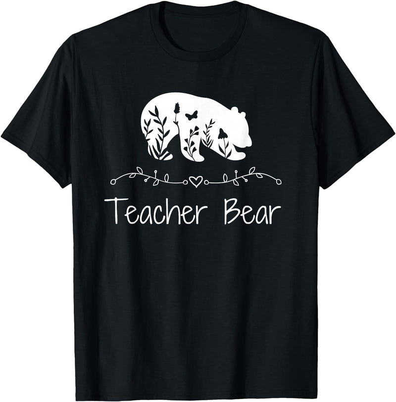 Teacher Bear Funny Teachers back to school Gifts Teacher Bear For Educators - Teacher Appreciation T-Shirt - Black