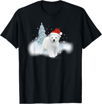 Polar Bear Cub with Santa Hat T-Shirt