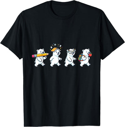 Funny Polar Bear Back to School Teacher Student T-Shirt