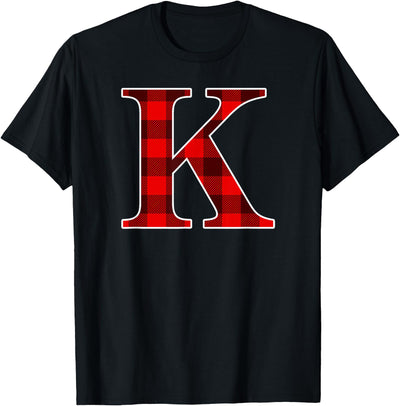 Cow Buffalo Plaid Forever Monogram Letter Matching Holiday T-Shirt