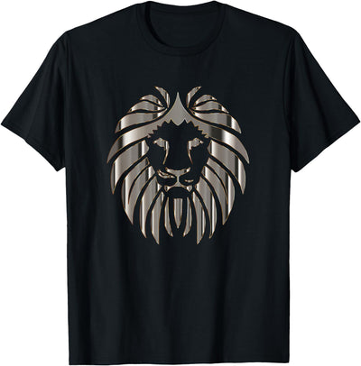 Silver Lion Head Portrait Safari Animal Novelty Gift T-Shirt
