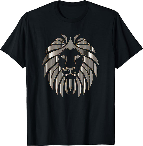 Teeshire Lion Head Tshirts Silver Lion Head Portrait Safari Animal Novelty Gift T-Shirt T-Shirt - Black
