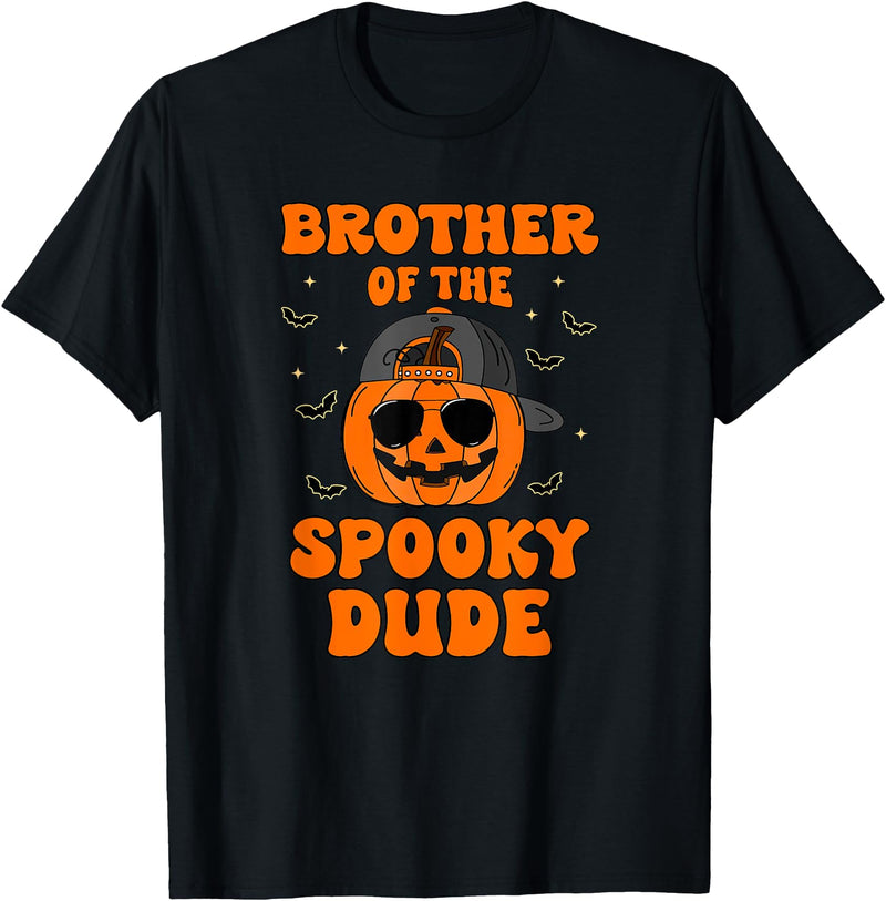 One Spooky Dude 1st Birthday Outfit For Family Brother of The Spooky Dude Halloween Pumpkin Birthday Family T-Shirt - Black