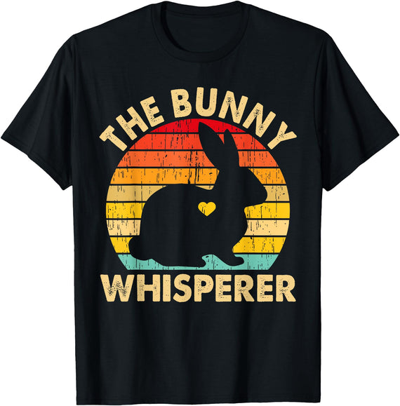 Vintage Bunny Lover Pet Bunny Owner Bunny Whisperer T-Shirt in Black