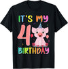Pig Lover Shirt Farm Birthday Boy Girl Gift It’s My 4th Birthday Pig for Pig Lover 4 Year Old T-Shirt - Black