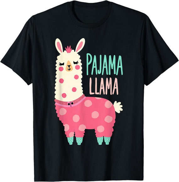 Two Suns Llama Design Lama Pajama T-Shirt - Black