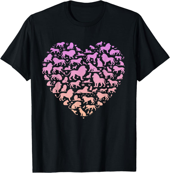 Girls Lion Design Silhouette Lions Design for Lion Lover | Girls Lion T-Shirt - Black