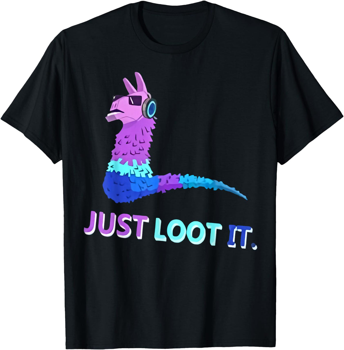 Just Loot It Llama Outfit for Youth Teen Gamers T-Shirt - Black