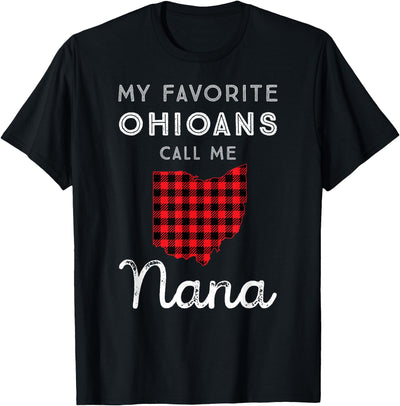 Cow Buffalo Plaid Ohio Grandma Nana Gift Favorite Ohioans T-Shirt