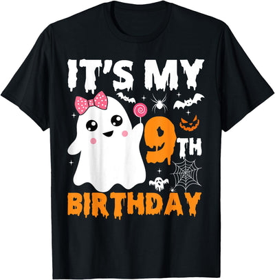 Halloween It's My 9th Birthday Cute Tees It's My 9th Birthday 9 Years Old Ghost Pumpkin Halloween T-Shirt