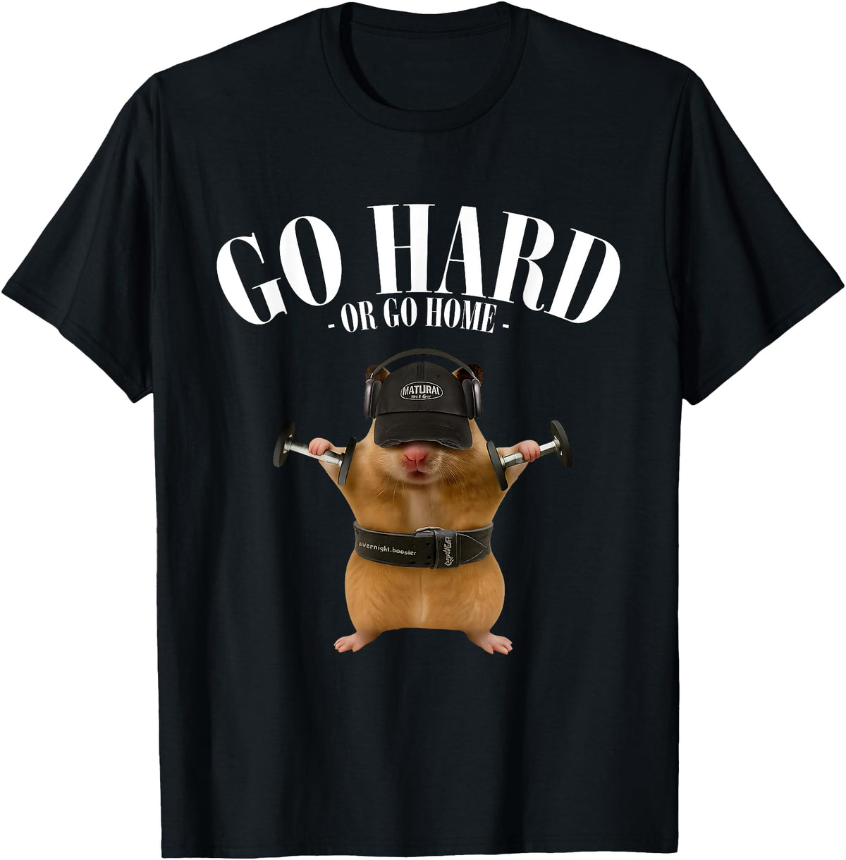 Hamster Deadlift Training Funny Cute Rat Weightlifting Meme T-Shirt - Black
