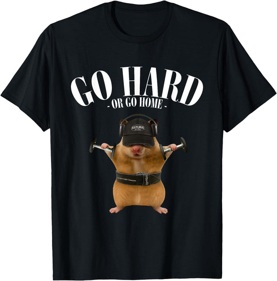 Hamster Deadlift Training Funny Cute Rat Weightlifting Meme T-Shirt - Black