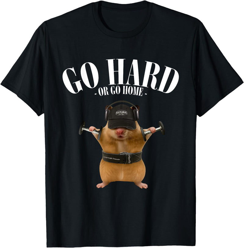 Hamster Deadlift Training Funny Cute Rat Weightlifting Meme T-Shirt - Black