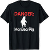 Funny Tees Danger Man Bear Pig T-Shirt - Black