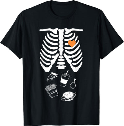funny skeleton food print relax fit sweatshirt Skeleton Fast Food Halloween T-Shirt