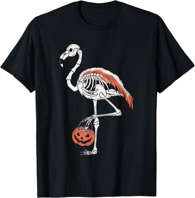 Halloween Costume Spooky Tropical Flamingo Flamingo Skeleton T-Shirt