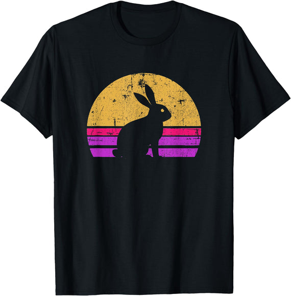 Rabbit Bunny Hare in Sunset for Women Girls T-Shirt in Black
