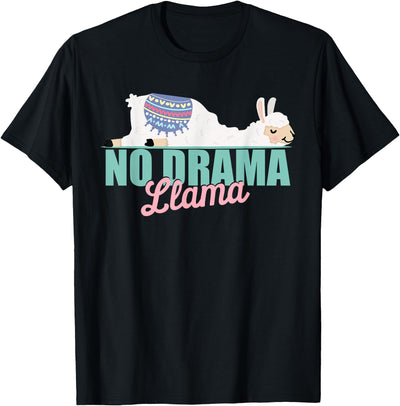 Zawles Designs Cute No-Drama Llama Funny Quote llama laying T-Shirt
