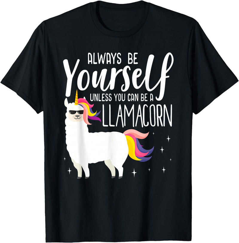 Llamacorn Clothing Always be a Llamacorn T Shirt | Fantasy Magic Llama Unicorn T-Shirt - Black