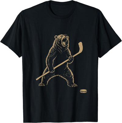 Funny Polar Bear Hockey Player Fans Ice Lover Funny Polar Bear Playing Ice Hockey Sports Lover Player T-Shirt