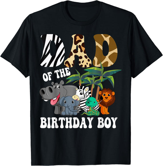 Cool Zoo Birthday Safari Apparel Dad of the Birthday Boy Zoo Bday Safari Celebration T-Shirt - Black