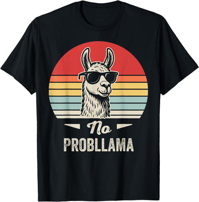 Retro Llama Humor No Drama Vintage Vibes No Probllama Retro Llama Humor Design T-Shirt