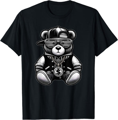 Funny Hip Hop Teddy Bear 90s Graffiti Art Rap Lover Gangsta T-Shirt