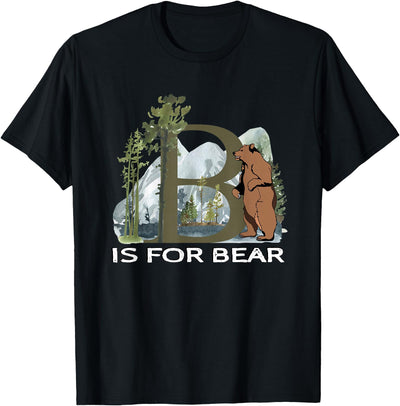 Brown Bear Animal Watercolor Nature Lover Alphabet Letter B T-Shirt