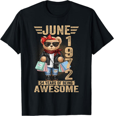 54 Year Old June 1972 Teddy Bear 54th Birthday Women T-Shirt