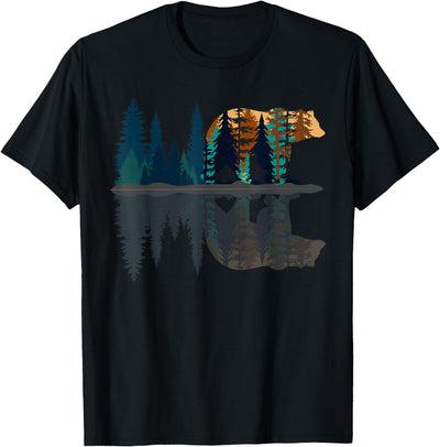 Trees Reflection Wildlife Nature Animal Bear Outdoor Forest T-Shirt