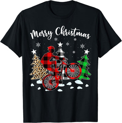 Cow Family Matching Mountain Biking Christmas Pajamas Funny T-Shirt
