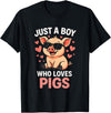 Pig Lover Designs Just A Boy Who Loves Pigs - Funny Farmer Humor T-Shirt - Black