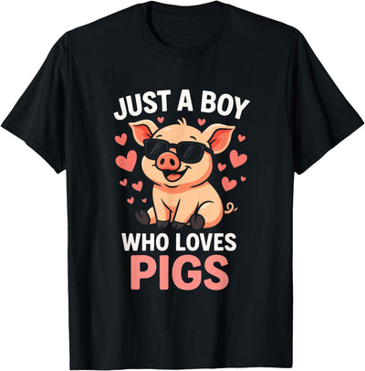 Just A Boy Who Loves Pigs - Funny Farmer Humor T-Shirt