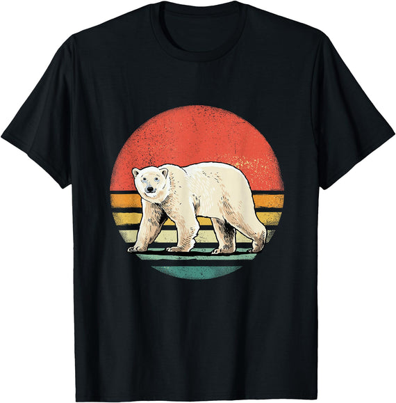 Wowsome! Vintage Polar Bear Tshirt Retro Arctic Animal Bear Lover T-Shirt - Black