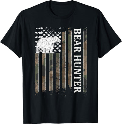 Bear Hunter American Flag Bear Hunting Lover T-Shirt