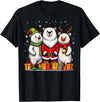 Christmas Polar Bear Santa Elf Reindeer Holiday Cute Christmas Polar Bears in Santa Elf and Reindeer Costume T-Shirt - Black