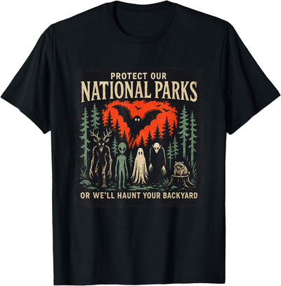 Funny Cryptid National Park Gifts Folk Horror Mothman National Parks Cryptid Spooky Horror Jimothy Edition T-Shirt