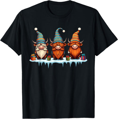 Highland Cow Lovers Christmas Costume Funny Gnomies T-Shirt
