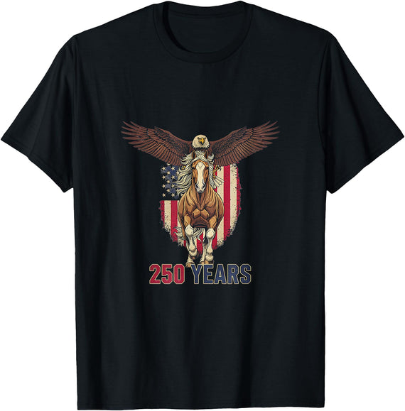Vortex Patriotic USA 250th Anniversary Bald Eagle & Clydesdale T-Shirt - Black