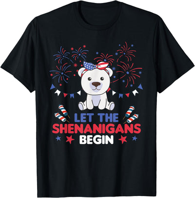 4th Of July American Polar Bear For Kids USA Polar Bear T-Shirt